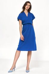 Wiskozowa Sukienka z Kimonowym Rękawem - Chabrowa. Niebieskie sukienki Nife, xl, bez wzorów, z materiału, wizytowe, bez kołnierzyka, bez ramiączek. Za 272.90 zł.