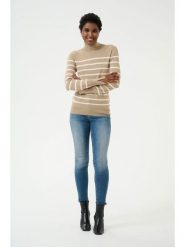 CULTURE Sweter w kolorze beżowym rozmiar: S. Brązowe swetry Culture, s, bez wzorów, z wiskozy, klasyczne, bez ramiączek. Za 86.99 zł.