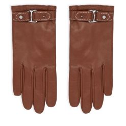 Rękawiczki LAUREN RALPH LAUREN. Brązowe rękawiczki Lauren Ralph Lauren, bez wzorów, z dzianiny. Za 689.99 zł.