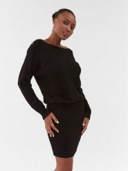 Guess Sukienka dzianinowa Elodie W3BK96 Z2WX0 Czarny Slim Fit. Czarne sukienki Guess, s, z aplikacjami, z dzianiny, bez kołnierzyka, bez ramiączek. Za 669.99 zł.