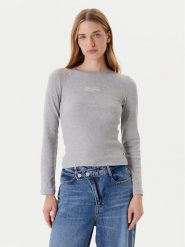 Guess Jeans Bluzka W5YP38 KA0H1 Szary Slim Fit. Szare bluzki Guess Jeans, m, z aplikacjami, z bawełny, bez kołnierzyka, bez ramiączek. Za 169.99 zł.