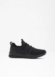 Sneakersy z miękkiego materiału. Czarne buty sportowe lifestyle bonprix, bez wzorów, sportowe, bez zapięcia. Za 114.99 zł.
