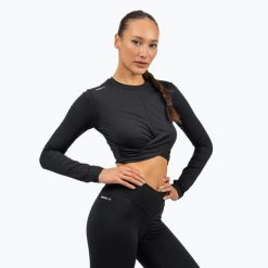 Top treningowy damski NEBBIA Elevated black. Czarne topy Nebbia, bez wzorów, bez kołnierzyka, bez ramiączek. Za 249.99 zł.