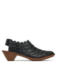 Rieker Czółenka 46778-01 Czarny. Czarne czółenka Rieker, bez wzorów, ze skóry, bez obcasa, bez zapięcia. Za 349.99 zł.