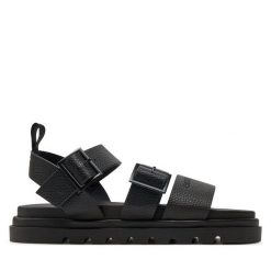 Sandały Big Star Shoes. Czarne sandały BIG STAR SHOES, bez wzorów, retro, bez obcasa, na płaskiej podeszwie, bez zapięcia. Za 149.99 zł.