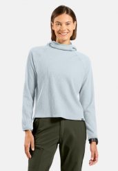 Bluza damska ODLO Mid layer hoody CUBIC. Niebieskie bluzy ODLO, xl, bez wzorów, z materiału, bez ramiączek, z kapturem. Za 319.99 zł.
