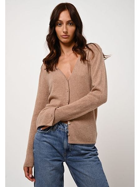 AUTHENTIC CASHMERE Kaszmirowy kardigan "Chalais" w kolorze beżowym rozmiar: M. Brązowe swetry AUTHENTIC CASHMERE, m, bez wzorów, z kaszmiru, bez ramiączek. Za 415.31 zł.