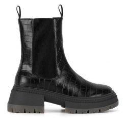 Sztyblety Nine West. Czarne botki Nine West, bez wzorów, bez obcasa, na płaskiej podeszwie, bez zapięcia. Za 207.99 zł.
