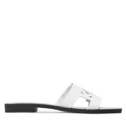 Klapki KARL LAGERFELD. Białe klapki KARL LAGERFELD, bez wzorów, bez obcasa, bez zapięcia. Za 329.99 zł.