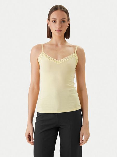 Morgan Top 192-BARBA.N Żółty Slim Fit. Żółte topy Morgan, xl, bez wzorów, z wiskozy, bez kołnierzyka, bez ramiączek. Za 57.99 zł.