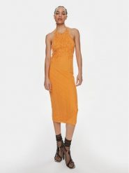 Patrizia Pepe Sukienka koktajlowa 2A2735/K186-R824 Pomarańczowy Slim Fit. Brązowe sukienki Patrizia Pepe, bez wzorów, z wiskozy, wizytowe, bez kołnierzyka, bez ramiączek. Za 1,499.00 zł.