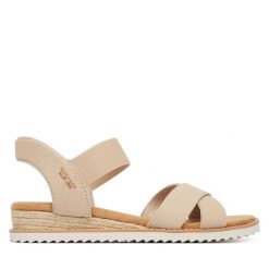 Sandały Skechers. Brązowe sandały Skechers, bez wzorów, bez obcasa, na płaskiej podeszwie, bez zapięcia. Za 289.99 zł.