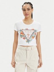 Guess T-Shirt W4GI24 J1314 Biały Slim Fit. Białe t-shirty Guess, xl, z aplikacjami, z bawełny, bez kołnierzyka, bez ramiączek. Za 119.99 zł.
