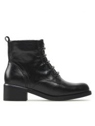 Lasocki Trzewiki WI23-KANAN-06 Czarny. Czarne botki Lasocki, bez wzorów, ze skóry, bez obcasa, na płaskiej podeszwie, bez zapięcia. Za 199.99 zł.