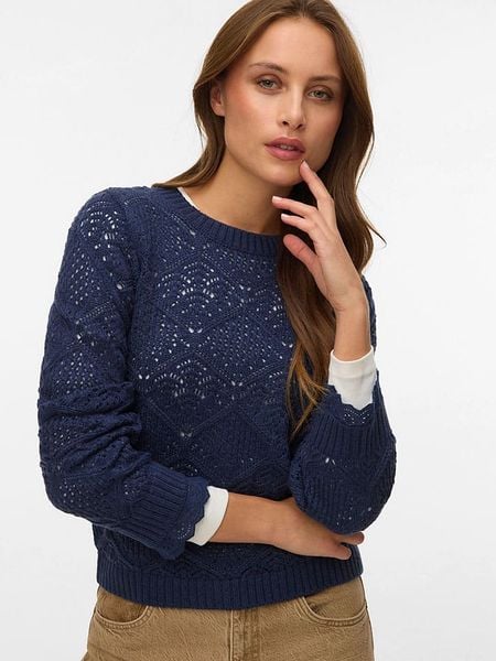 Vero Moda Sweter w kolorze granatowym rozmiar: XL. Niebieskie swetry Vero Moda, xl, bez wzorów, bez ramiączek. Za 83.42 zł.