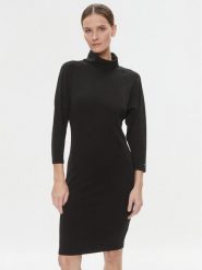 Tommy Hilfiger Sukienka dzianinowa WW0WW40290 Czarny Regular Fit. Czarne sukienki Tommy Hilfiger, xl, bez wzorów, z bawełny, bez kołnierzyka, bez ramiączek. Za 399.99 zł.