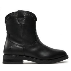 Botki Tamaris. Czarne botki Tamaris, bez wzorów, bez obcasa, na płaskiej podeszwie, bez zapięcia. Za 259.99 zł.