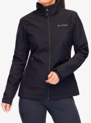 Kurtka softshell damska Vaude Cyclone Jacket VI. Czarne kurtki przejściowe sportowe Vaude, s, bez wzorów, z materiału, bez kaptura, trekkingowe. Za 428.99 zł.