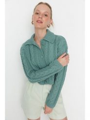 Trendyol Kardigan w kolorze miętowym rozmiar: S. Niebieskie swetry Trendyol, s, bez wzorów, ze splotem, bez ramiączek. Za 74.28 zł.