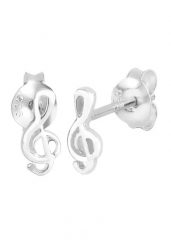 Elli Damskie kolczyki wkrętki klucz wiolinowy Muzyka Melodia w srebrze próby 925 Sterling Silver Kolczyki 1 ct. Szare kolczyki Elli, srebrne. Za 183.99 zł.