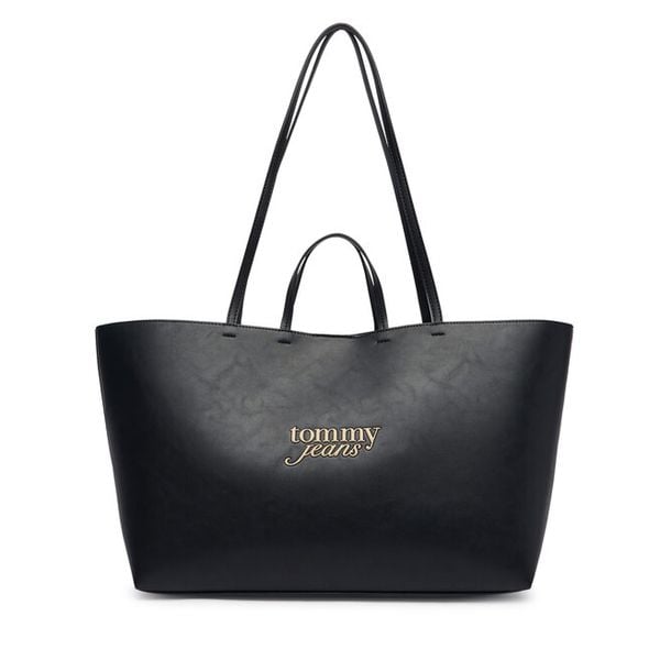 Torebka Tommy Jeans. Czarne shopper bag Tommy Jeans, bez wzorów, z jeansu, bez dodatków. Za 449.99 zł.
