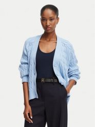 Tommy Hilfiger Kardigan WW0WW50078 Niebieski jasny Relaxed Fit. Niebieskie swetry Tommy Hilfiger, xl, bez wzorów, z bawełny, bez ramiączek. Za 649.99 zł.
