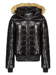 Geographical Norway Kurtka zimowa "Bassima" w kolorze czarnym rozmiar: XXL. Czarne kurtki Geographical Norway, na zimę, xxl, bez wzorów, z puchu, bez kaptura. Za 129.57 zł.