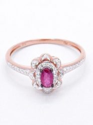 ATELIER DU DIAMANT Złoty pierścionek "Hasna" z diamentami i rubinem rozmiar: 56. Różowe pierścionki ATELIER DU DIAMANT, z diamentem, złote. Za 1,600.99 zł.