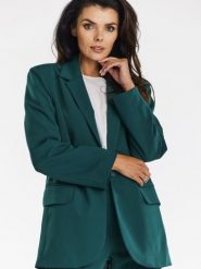 Żakiet Model A676 Bottle Green - awama. Zielone marynarki i żakiety Awama, l, bez wzorów, z elastanu, eleganckie, bez ramiączek. Za 481.46 zł.