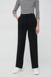 Calvin Klein spodnie damskie kolor czarny szerokie high waist. Czarne spodnie materiałowe Calvin Klein, bez wzorów, z materiału, z podwyższonym stanem. Za 1,399.90 zł.