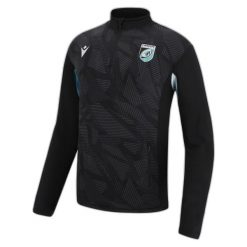 Bluza 1/4 zip Cardiff Blues Training Player Top Player 2022/23. Czarne bluzy Macron, bez wzorów, z dresówki, sportowe, bez ramiączek, bez kaptura. Za 275.00 zł.