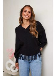 Soft Cashmere Sweter w kolorze czarnym rozmiar: 38/40. Czarne swetry Soft Cashmere, bez wzorów, ze splotem, klasyczne, bez ramiączek. Za 132.05 zł.