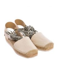 Michael Kors Skórzane espadryle w kolorze kremowym rozmiar: 38,5. Brązowe espadryle Michael Kors, bez wzorów, z materiału, bez obcasa. Za 380.41 zł.