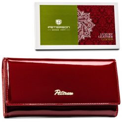 Portfel damski Peterson PTN BC-42122 czerwony. Czerwone portfele Peterson, bez wzorów, ze skóry. Za 114.99 zł.