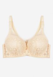 Beżowy Biustonosz o Kroju Full Cup Push-Up Zdobiony Geometrycznym Wzorem Zoliri. Brązowe biustonosze Renee, z aplikacjami, z bawełny. W wyprzedaży za 35.99 zł.