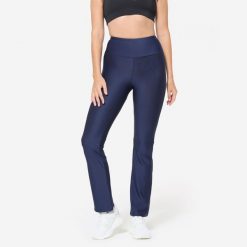 Legginsy fitness damskie Domyos. Niebieskie legginsy DOMYOS, bez wzorów, z elastanu, sportowe. Za 59.99 zł.