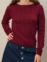 Sweter z warkoczowym splotem - różowy. Czerwone swetry Sinsay, l, bez wzorów, ze splotem, bez ramiączek. Za 49.99 zł.