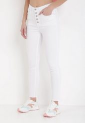Białe Spodnie Skinny Kyllienne. Białe jeansy Born2be, na wiosnę, m, bez wzorów, z jeansu, z podwyższonym stanem, długie. W wyprzedaży za 63.74 zł.