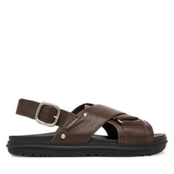 Sandały EMU Australia. Brązowe sandały Emu Australia, bez wzorów, bez obcasa, na płaskiej podeszwie, bez zapięcia. Za 468.99 zł.