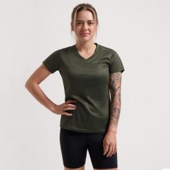 Koszulka Rogelli Promo. Zielone t-shirty sportowe Rogelli, bez wzorów, bez ramiączek. Za 66.30 zł.