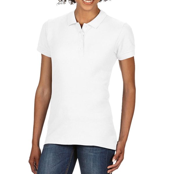 Damska Koszulka Polo Softstyle 172 Piqué. Białe t-shirty sportowe GILDAN, l, bez wzorów, bez ramiączek. Za 58.99 zł.