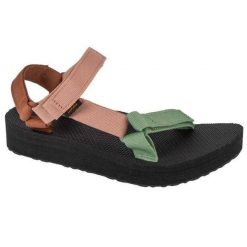 Sandały Damskie Midform Universal Platform. Czarne sandały Teva, bez wzorów, z gumy, z otwartym noskiem, bez obcasa, na platformie, bez zapięcia. Za 407.99 zł.
