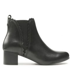 Botki Caprice. Czarne botki Caprice, bez wzorów, bez obcasa, na słupku, bez zapięcia. Za 259.99 zł.