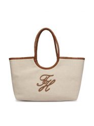 Tommy Hilfiger Torebka Th Elev Summ Maxi Tote Canvas AW0AW18629 Beżowy. Brązowe shopper bag Tommy Hilfiger, bez wzorów, z materiału, bez dodatków. Za 849.99 zł.