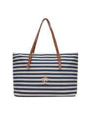 Beverly Hills Polo Club Torebka BHPC-C-014-07 Granatowy. Niebieskie shopper bag Beverly Hills Polo Club, bez wzorów, z materiału, bez dodatków. Za 229.99 zł.