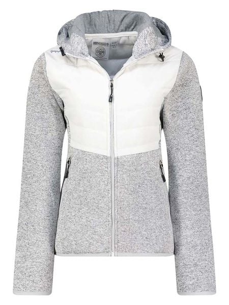 Geographical Norway Kurtka polarowa "Tilove" w kolorze szaro-białym rozmiar: XXL. Białe kurtki Geographical Norway, xxl, z aplikacjami, z materiału, bez kaptura. Za 131.12 zł.