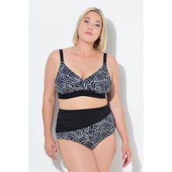 Damskie Bikini zestaw dwuczęściowy linie miękkie miseczki regulowane ramiączka. Czarne bikini Ulla Popken, bez wzorów, z elastanu, sportowe. Za 239.99 zł.
