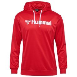 Bluza z kapturem Hummel Logo. Czerwone bluzy Hummel, bez wzorów, sportowe, bez ramiączek, z kapturem. Za 166.50 zł.