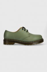 Dr. Martens półbuty skórzane 1461 kolor zielony. Zielone półbuty wsuwane Dr Martens, bez wzorów, z gumy, z okrągłym noskiem, bez obcasa. Za 769.99 zł.