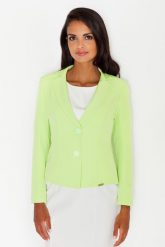 Zielony Elegancki Taliowany Żakiet Zapinany na Dwa Guziki. Zielone marynarki i żakiety Figl, s, bez wzorów, z elastanu, eleganckie, bez ramiączek. Za 259.00 zł.